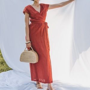 Voloshin Clementine wrap dress in Cinnamon xs